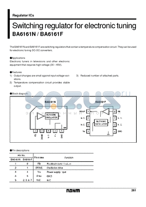 BA6161 datasheet - Switching regulator for electronic tuning