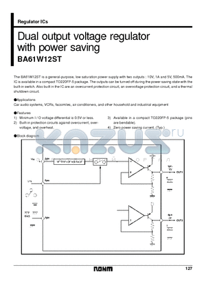 BA61W12ST datasheet - Dual output voltage regulator with power saving