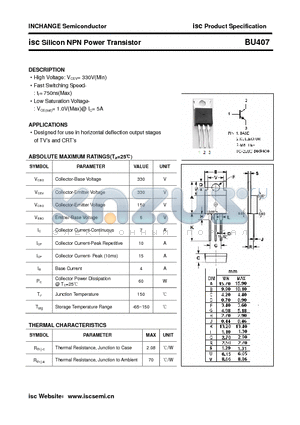 BU407 datasheet - isc Silicon NPN Power Transistor
