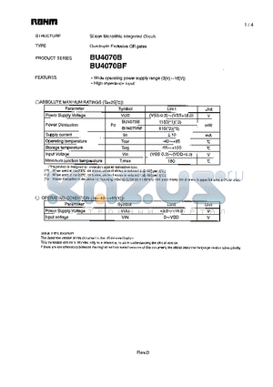 BU4070B datasheet - Quadruple Exclusive OR gates