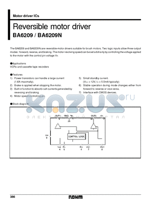 BA6209 datasheet - Reversible motor driver