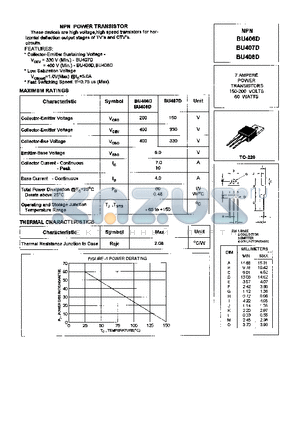 BU407D datasheet - NPN POWER TRANSISTOR