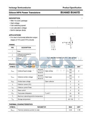 BU407D datasheet - Silicon NPN Power Transistors