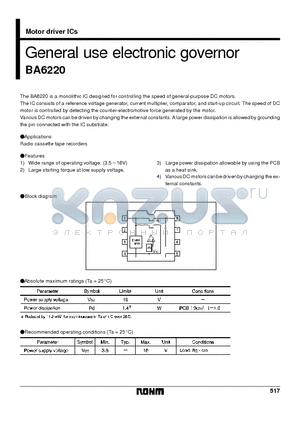 BA6220 datasheet - General use electronic governor