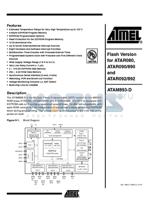 ATAM893X-TKQYZ datasheet - Flash Version for ATAR080, ATAR090/890 and ATAR092/892
