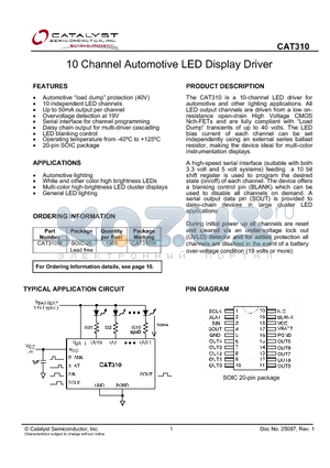 CAT310 datasheet - 10 Channel Automotive LED Display Driver