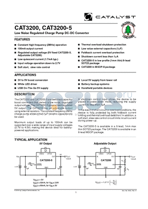 CAT3200EMS8-TE13 datasheet - Low Noise Regulated Charge Pump DC-DC Converter