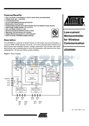 ATAR080 datasheet - Low-current Microcontroller for Wireless Communication