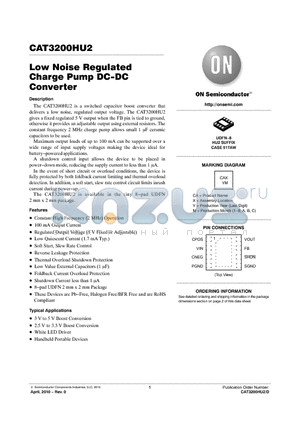 CAT3200HU2-GT3 datasheet - Low Noise Regulated Charge Pump DC-DC Converter