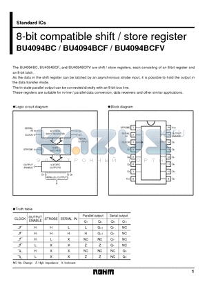 BU4094BCFV datasheet - 8-bit compatible shift / store register