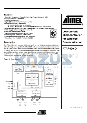 ATAR090X-YYY-TKQYZ datasheet - Low-current Microcontroller for Wireless Communication