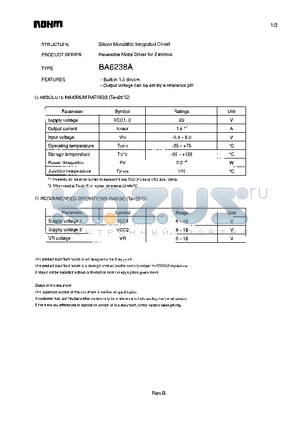 BA6238A_1 datasheet - Reversible Motor Driver for 2 motors