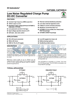 CAT3200TDI-T3 datasheet - Low Noise Regulated Charge Pump DC-DC Converter