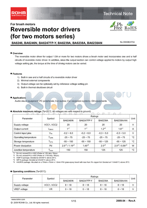 BA6246 datasheet - Reversible motor drivers (for two motors series)