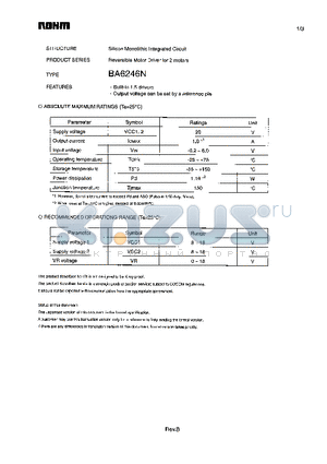 BA6246N datasheet - Reversible motor driver for 2 motors