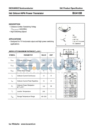 BU415B datasheet - isc Silicon NPN Power Transistor