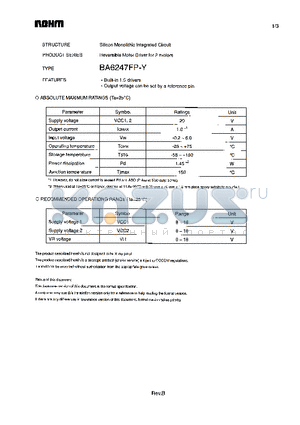 BA6247FP-Y datasheet - Reversible Motor Driver for 2 motors