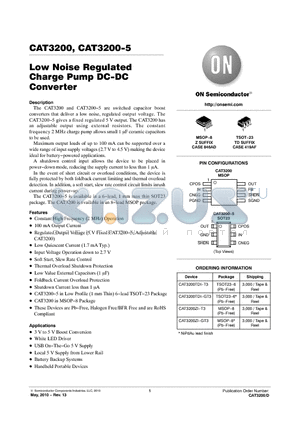 CAT3200ZI-GT3 datasheet - Low Noise Regulated Charge Pump DC-DC Converter