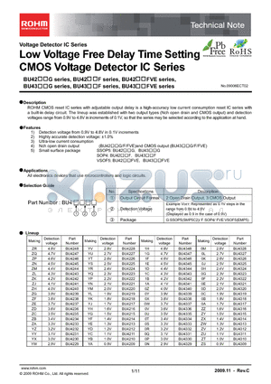 BU4210 datasheet - Low Voltage Free Delay Time Setting CMOS Voltage Detector IC Series