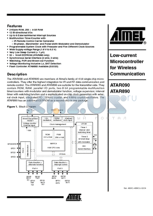 ATAR090 datasheet - Low-current Microcontroller for Wireless Communication