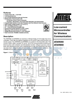 ATAR090 datasheet - Low-current Microcontroller for Wireless Communication