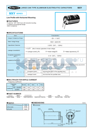 400MXY150M20X45 datasheet - LARGE CAN TYPE ALUMINUM ELECTROLYTIC CAPACITORS