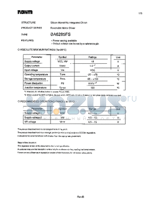 BA6285FS datasheet - Reversible Motor Driver