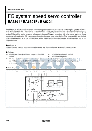 BA6301 datasheet - FG system speed servo controller