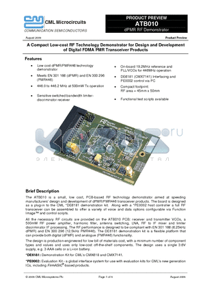 ATB010 datasheet - A Compact Low-cost RF Technology Demonstrator for Design and Development