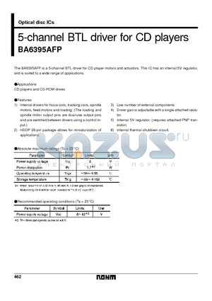 BA6395AFP datasheet - 5-channel BTL driver for CD players