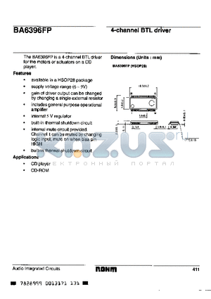 BA6396FP datasheet - 4-CHANNEL BTL DRIVER