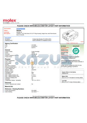 0436400900 datasheet - 3.00mm (.118