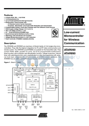ATAR890 datasheet - Low-current Microcontroller for Wireless Communication