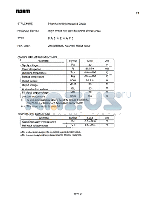 BA6424AFS datasheet - Single-Phase Full-Wave Motor Pre-Driver for Fan