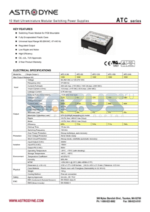 ATC-24S datasheet - 10 Watt Ultraminiature Modular Switching Power Supplies