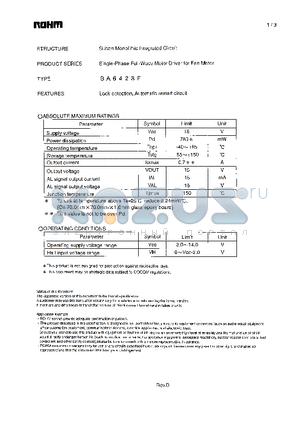 BA6428F datasheet - Single-Phase Full-Wave Motor Driver for Fan Motor