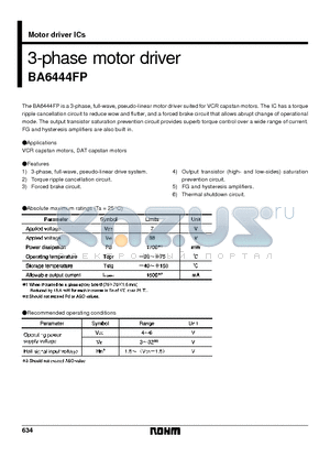 BA6444FP datasheet - 3-phase motor driver