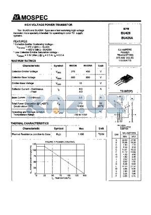 BU426 datasheet - POWER TRANSISTORS(6.0A,375-400V,113W)