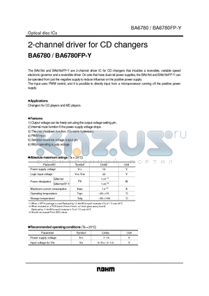 BA6780 datasheet - 2-channel driver for CD changers