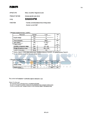 BA6664FM_1 datasheet - 3-phase spindle motor driver