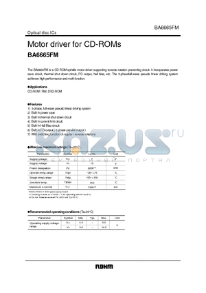 BA6665FM datasheet - Motor driver for CD-ROMs