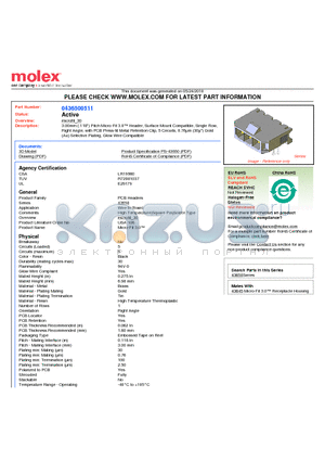 0436500511 datasheet - 3.00mm (.118