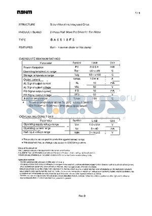 BA6818FS datasheet - 2-Phase Half-Wave Pre Driver for Fan Motor