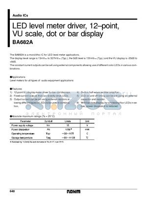 BA682A datasheet - LED level meter driver, 12-point, VU scale, dot or bar display