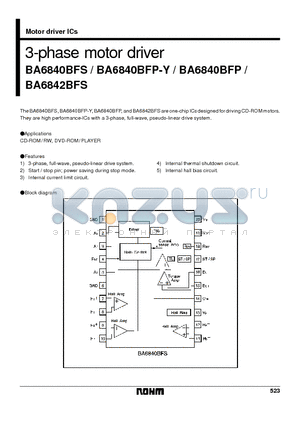 BA6840 datasheet - 3-phase motor driver