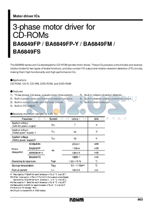 BA6849 datasheet - 3-phase motor driver for CD-ROMs