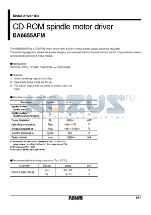 BA6855AFM datasheet - CD-ROM spindle motor driver