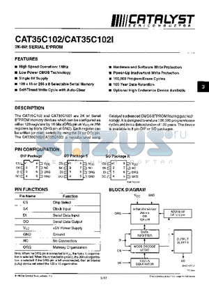 CAT35C102 datasheet - 2K-Bit SERIAL E2PROM