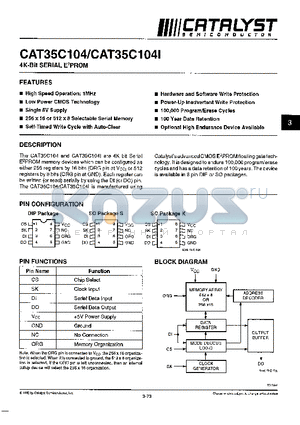 CAT35C104 datasheet - 4K-Bit SERIAL E2PROM
