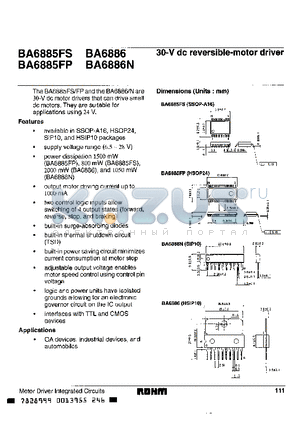 BA6885FS datasheet - 30-V dc reversible-motor driver